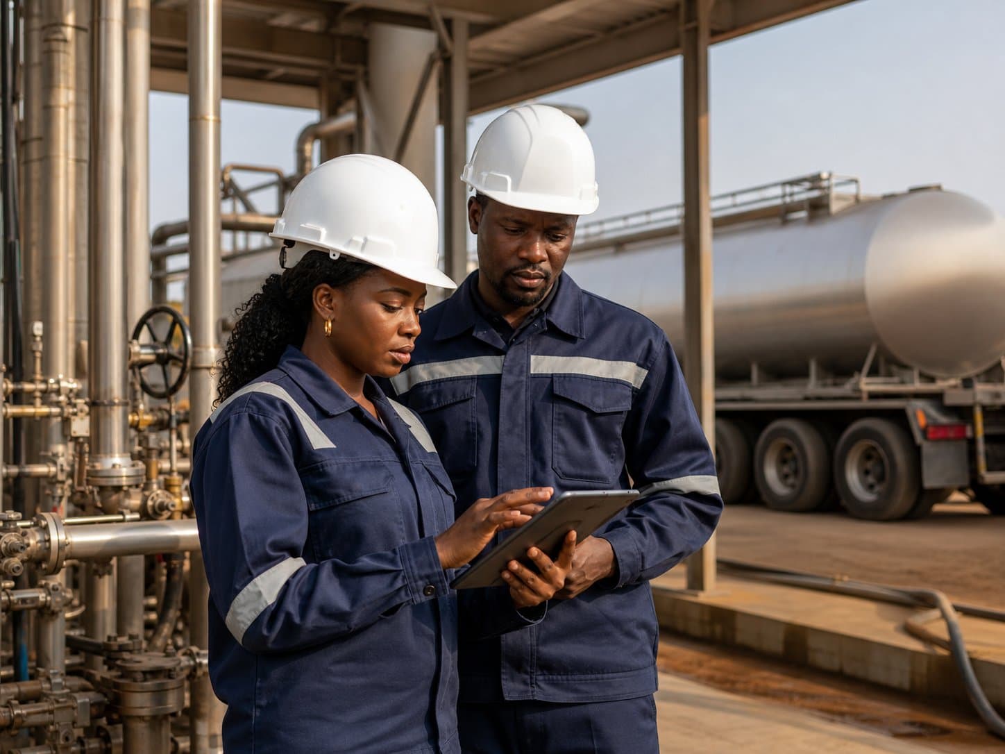 Professionnels africains au sein d’une infrastructure logistique